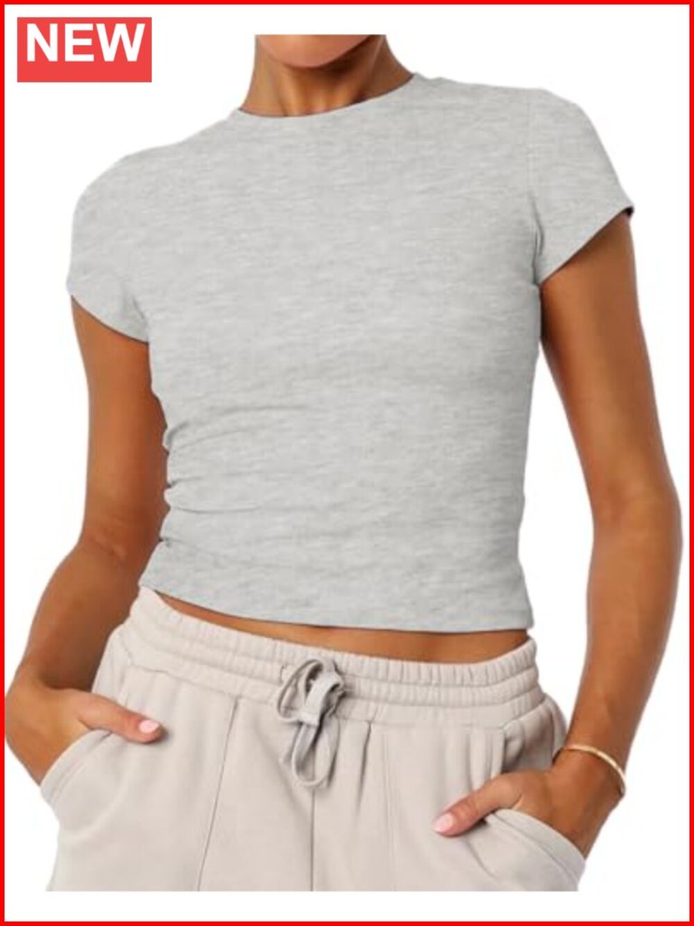 Cotton Crewneck Short Sleeve T-Shirt Y2K Cute Going Out Top